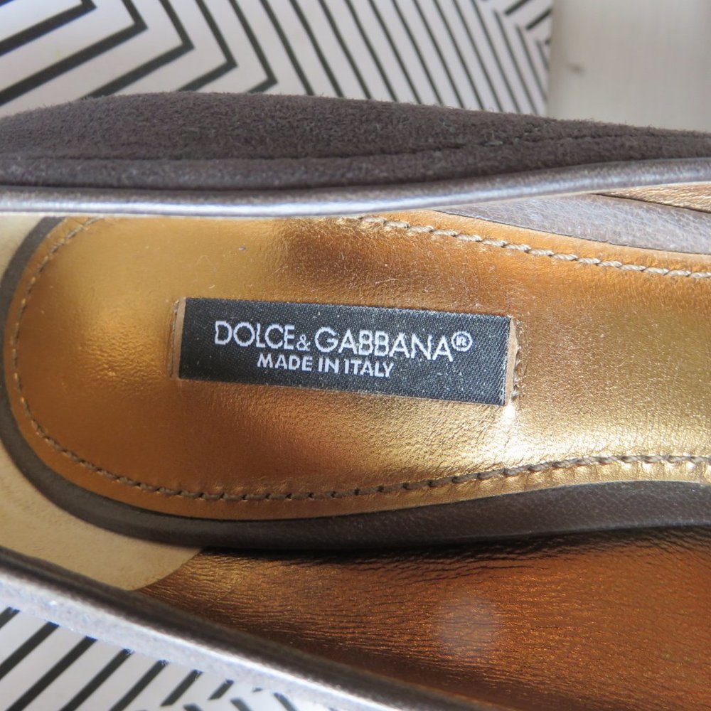 Dolce & Gabbana 6.5 Pumps Gray Leather Suede Italy - Picture 6 of 11